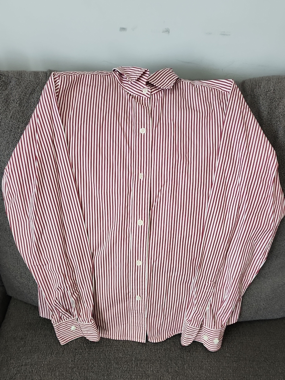Faconnable Classic Red & White Striped Dress Shirt